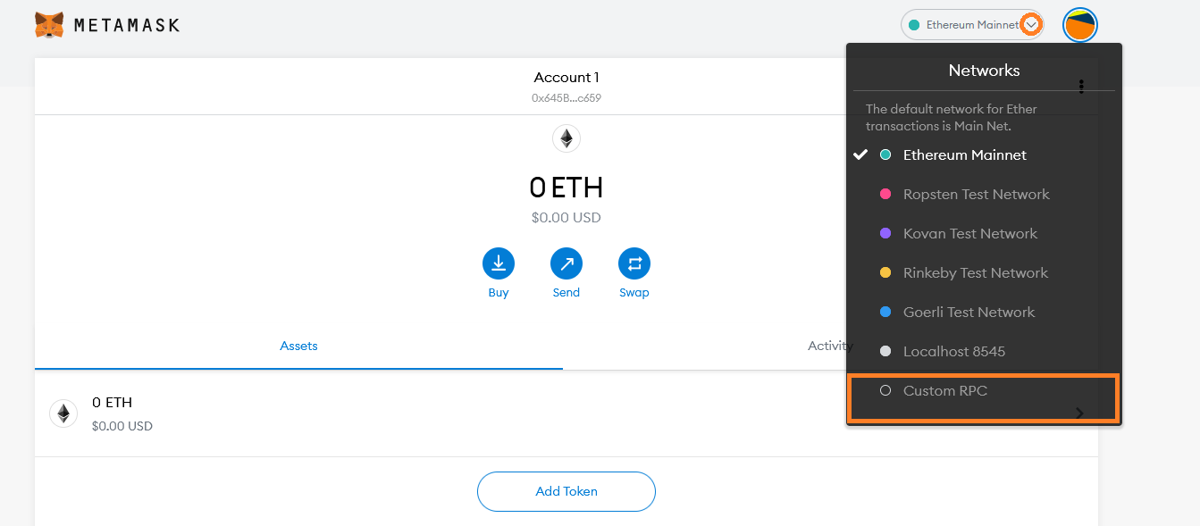 MetaMask-network-select